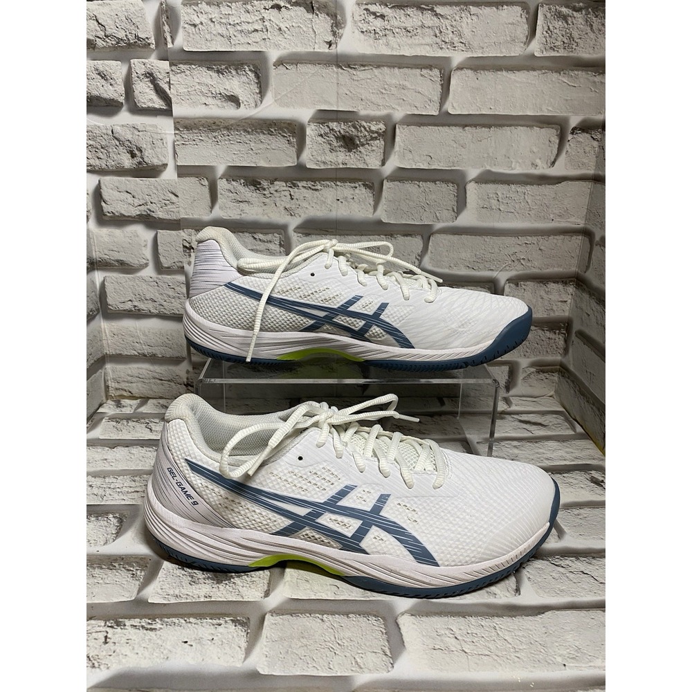 ASICS Gel-Game 9 White Steel Blue Lace Up Men's Size 9.5